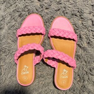 art class Pink Braided Double-Strap Slide Mules